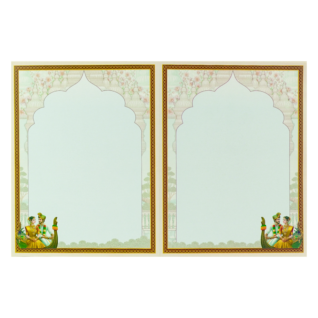 Blue Royal Floral Bride Groom Wedding Card-KNKJ1156