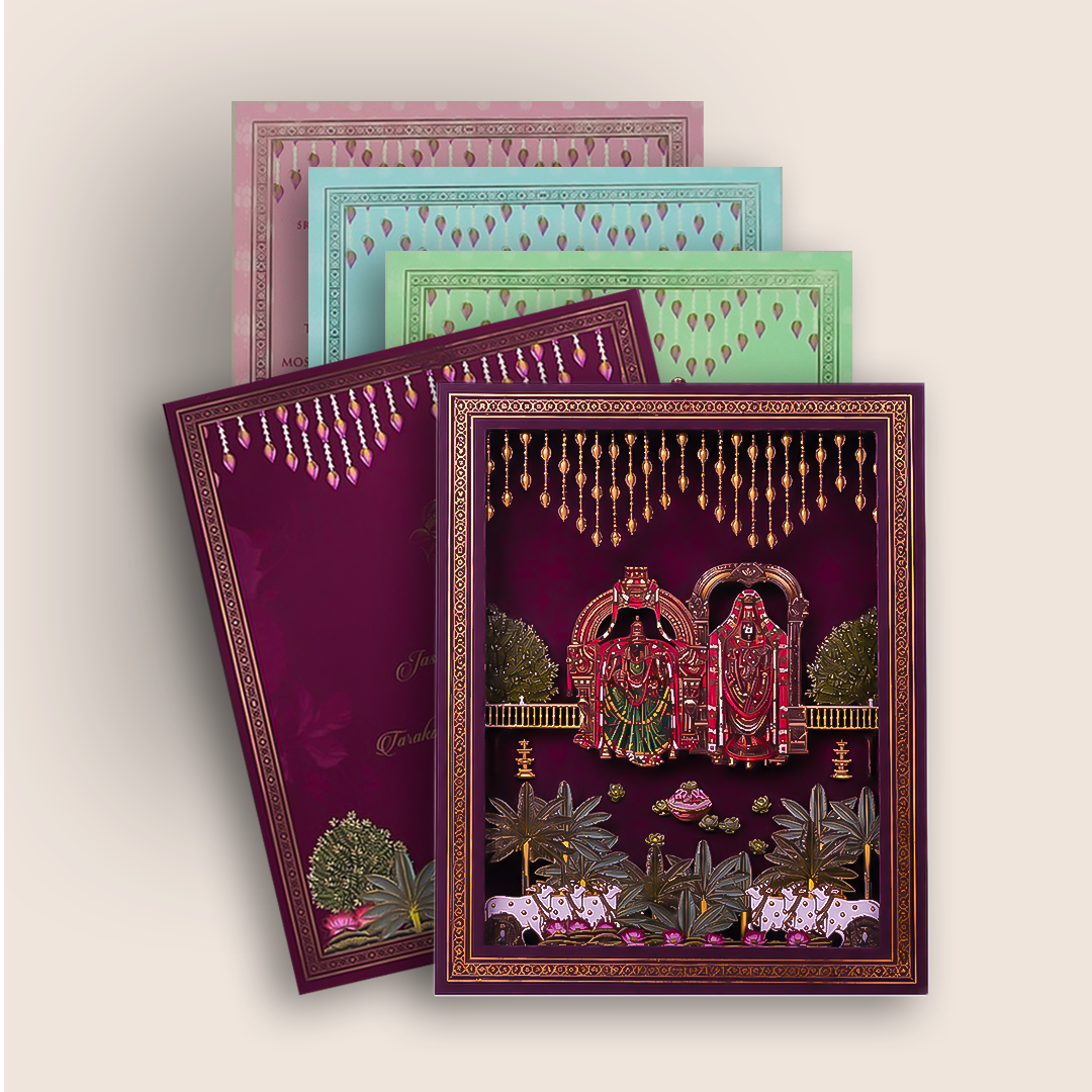 Maroon Premium Balaji Padmavathi Luxury Invitation - KNLW202570