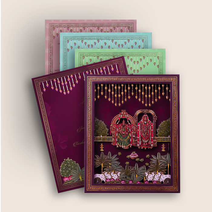 Maroon Premium Balaji Padmavathi Luxury Invitation - KNLW202570