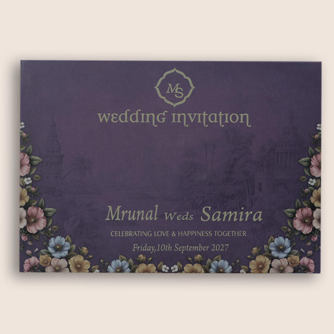 Purple Door Style Floral Wedding Card - KVN07860