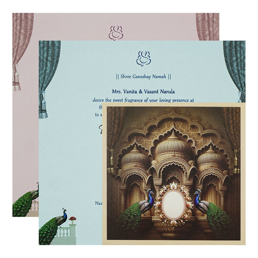 Brown Padded Royal Palace Wedding Card-KRC31200