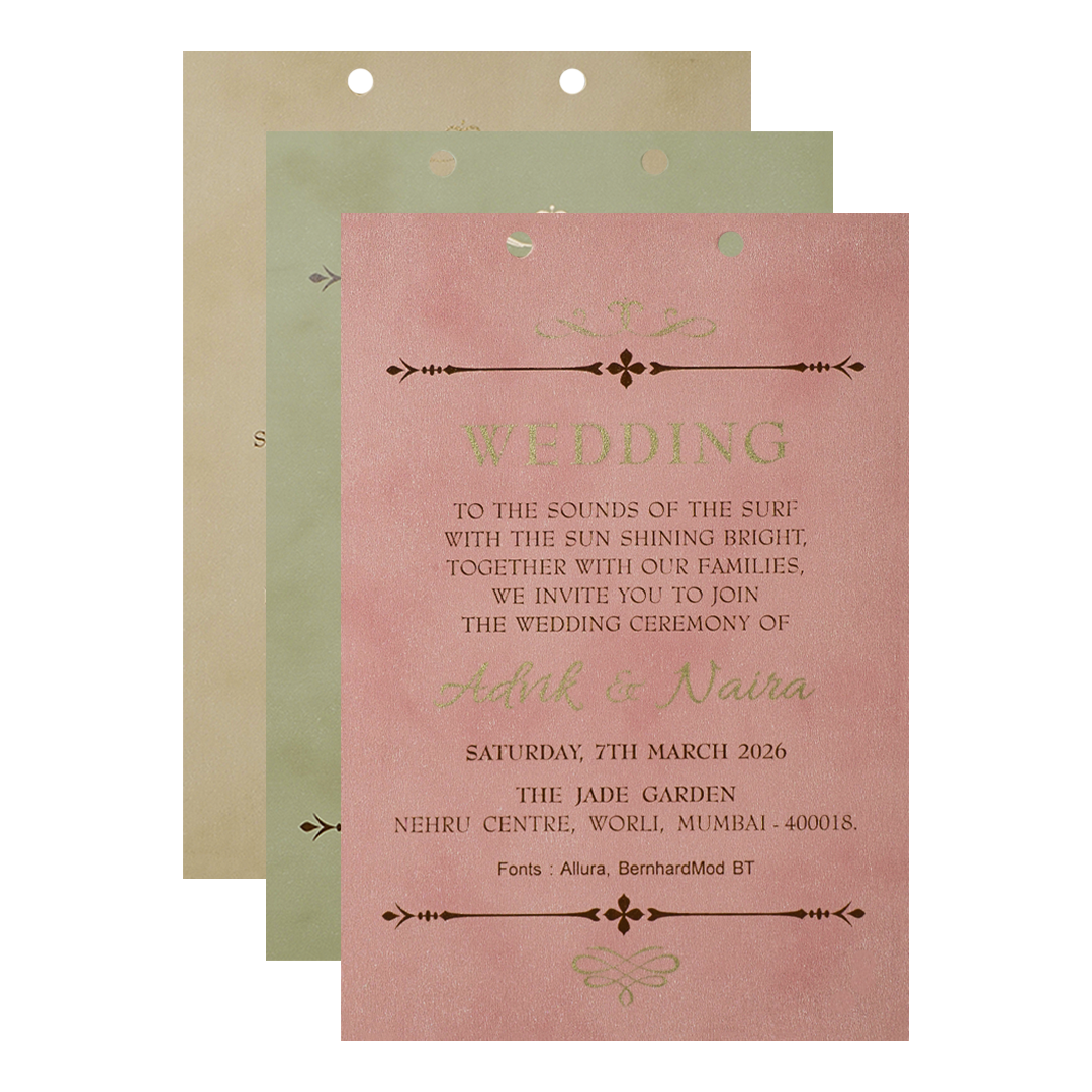 Green Bride Groom Laser-Cut Wedding Card-KRC31570