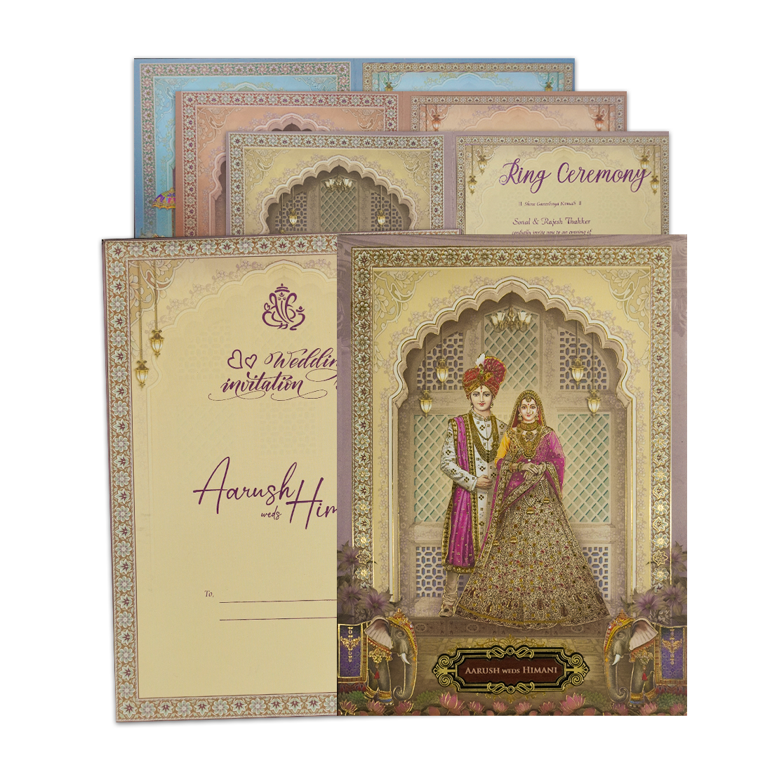 Palace Arch Royal Couple Wedding Card-KSH72380
