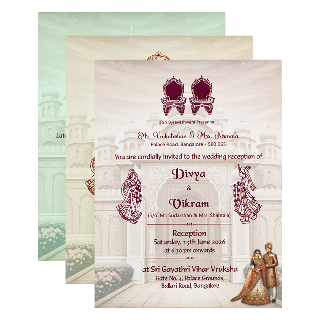 Pink Floral Bride Groom Wedding Card-KNZT2302