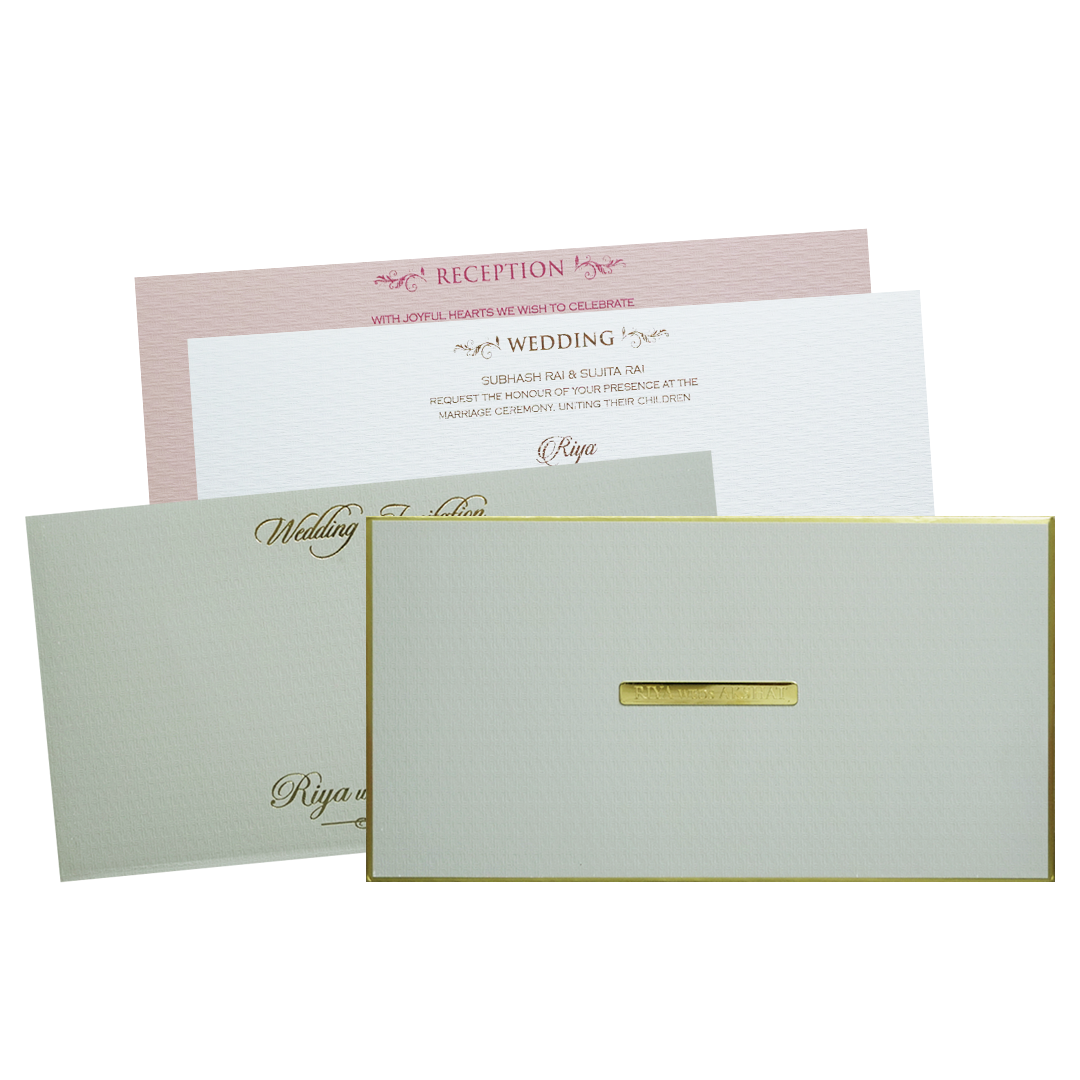 Check out Grey Minimal Padded Classic Wedding Card at best price. ?WhatsApp Support ?Express Delivery.