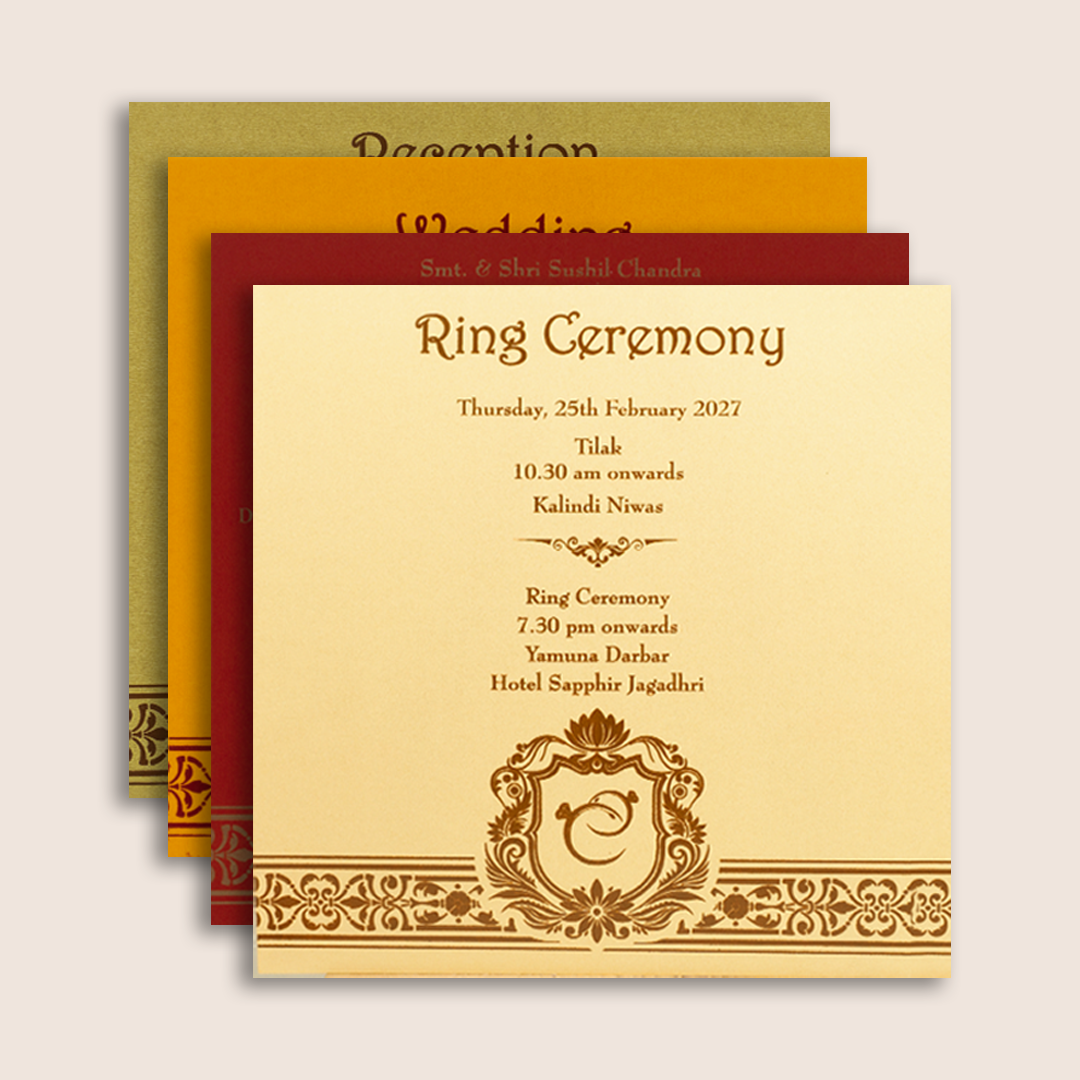 Gold Floral Door Style Wedding Invitation Card - KPR06200