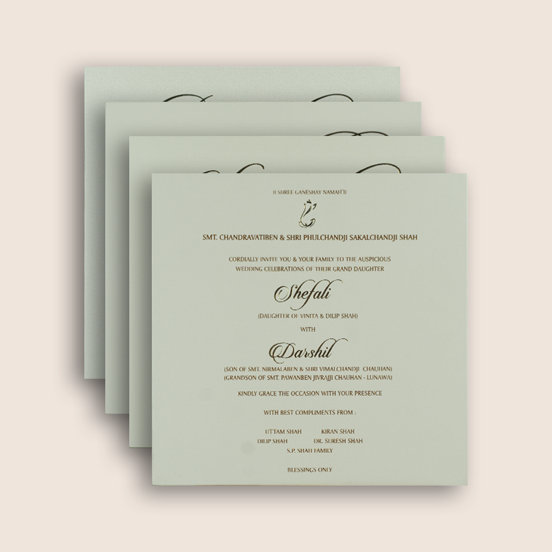 White Embossed Pattern Padded Wedding Card - KPR020080