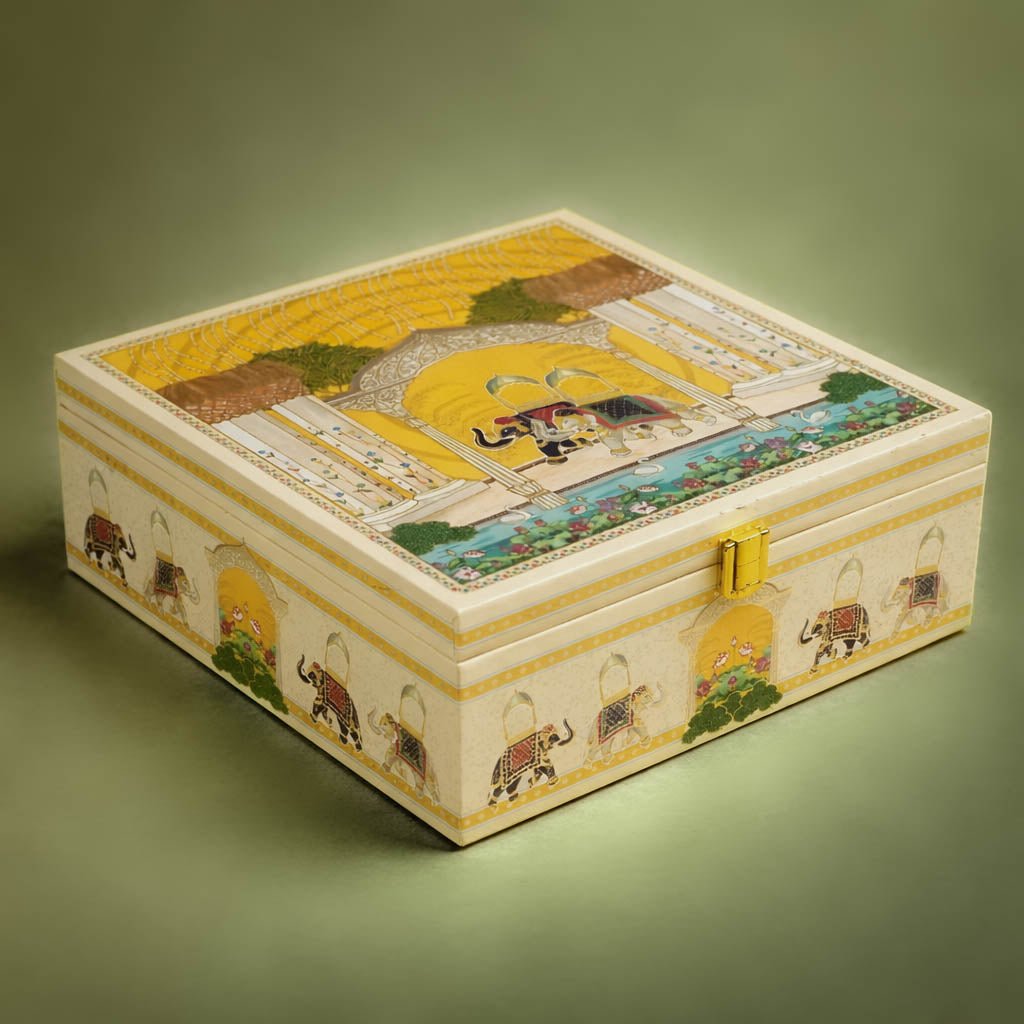 Yellow Elephant Themed Luxury Sweet Jar Box-KBX10102