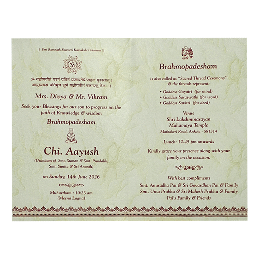 Maroon Gold Prayer Pose Wedding Card-KNPD1668