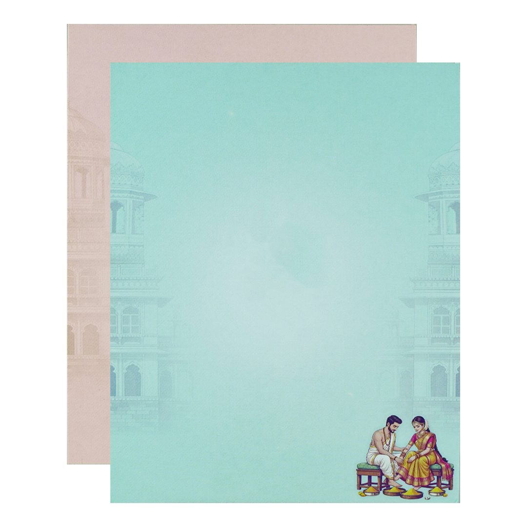Blue Padded Bride Groom Wedding Card-KNMO9317