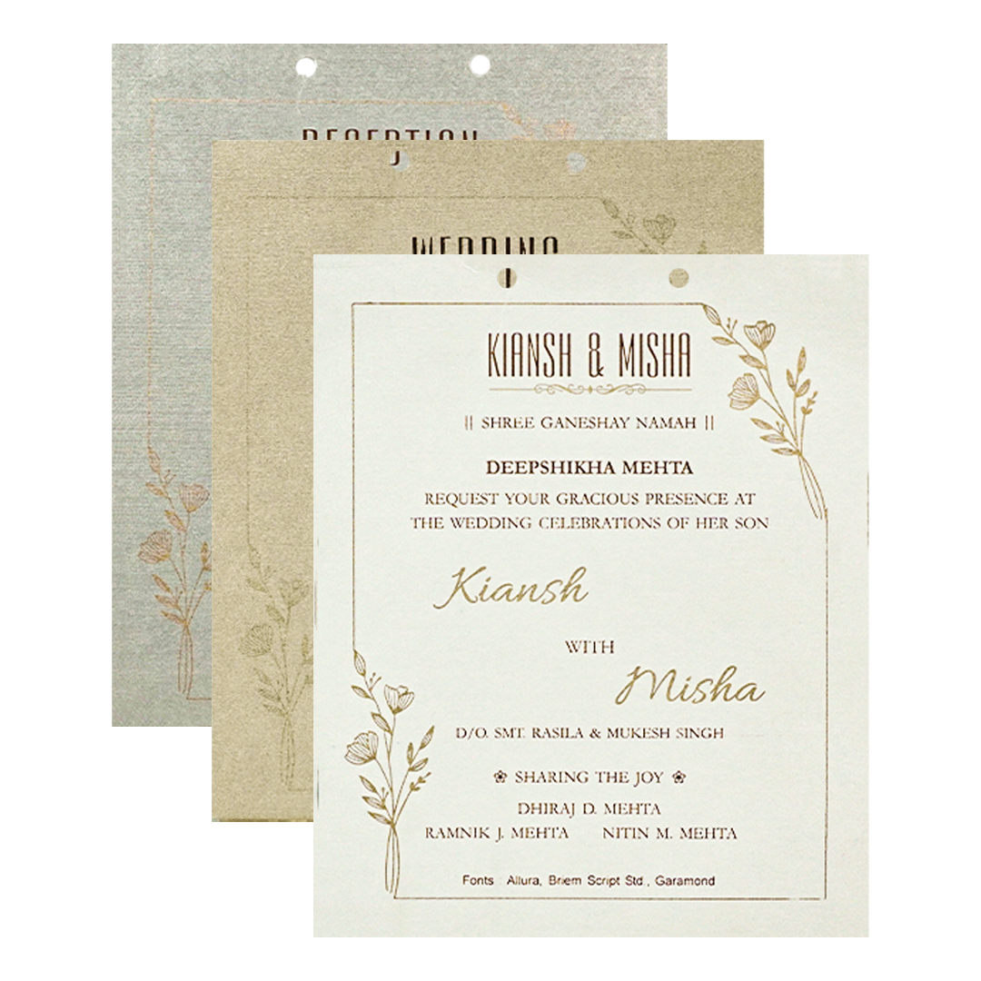 Elegant Ivory Laser-Cut Wedding Card - KRC31440