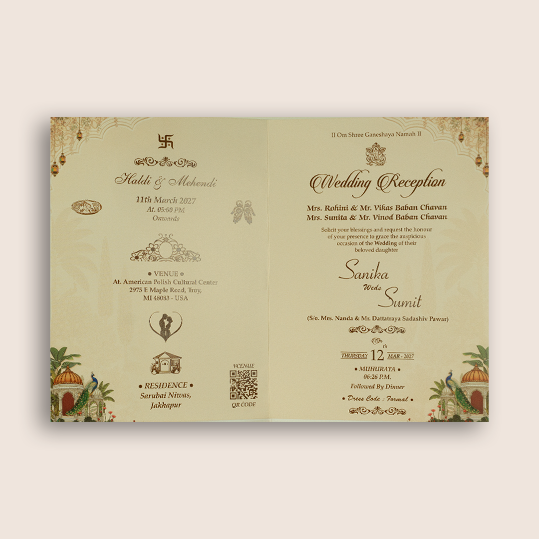 Cream Bride Groom Door Style Wedding Invitation - KSH27140