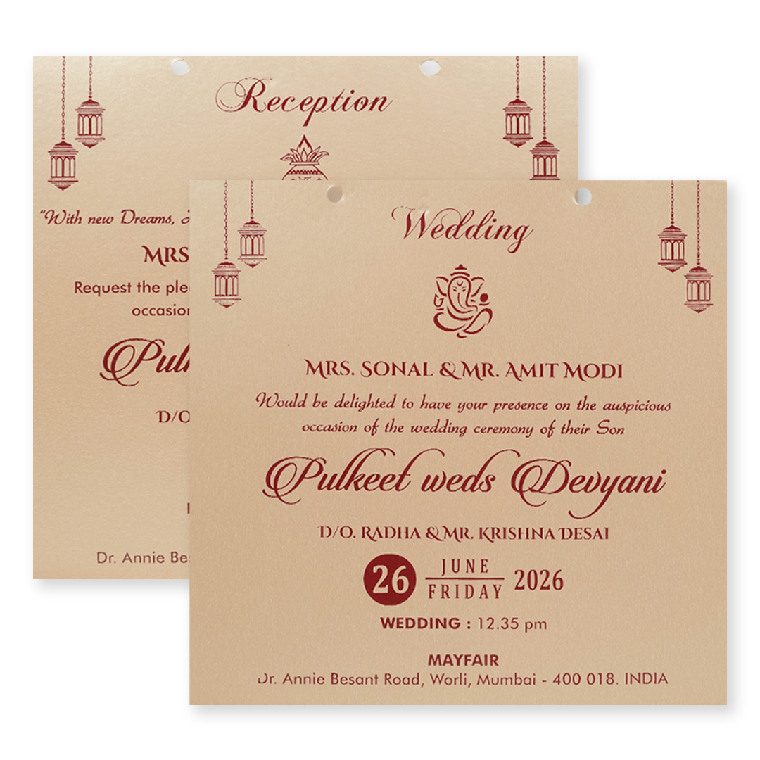 Red Cream Gold Foil Wedding Card-KJTS1843