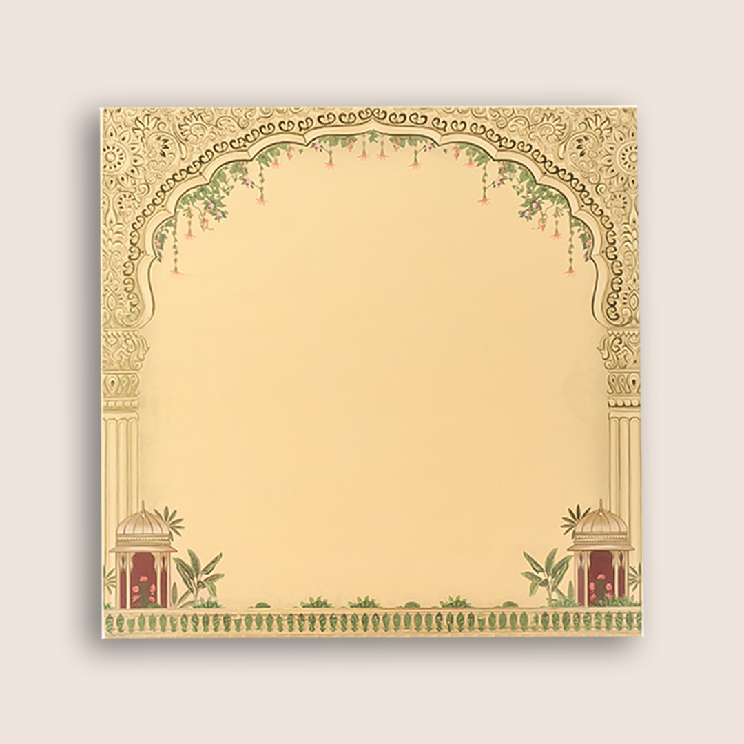 Maroon Jharokha Padded Laser Cut Wedding Card - KAA06250