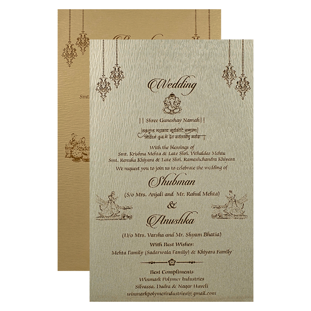 Luxury Golden Floral Padded Wedding Card-KRB09341