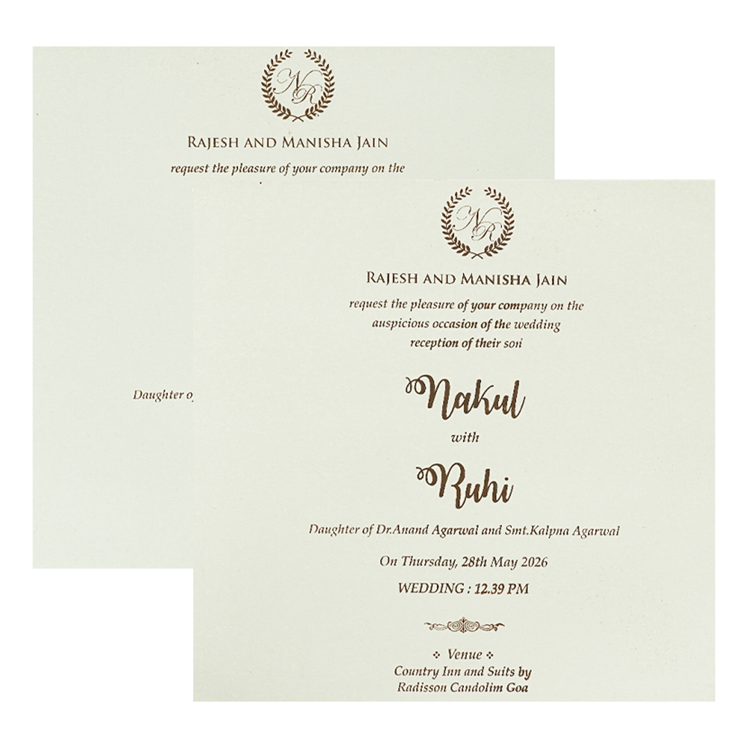 White Floral Ganesha Padded Wedding card-KRE28290