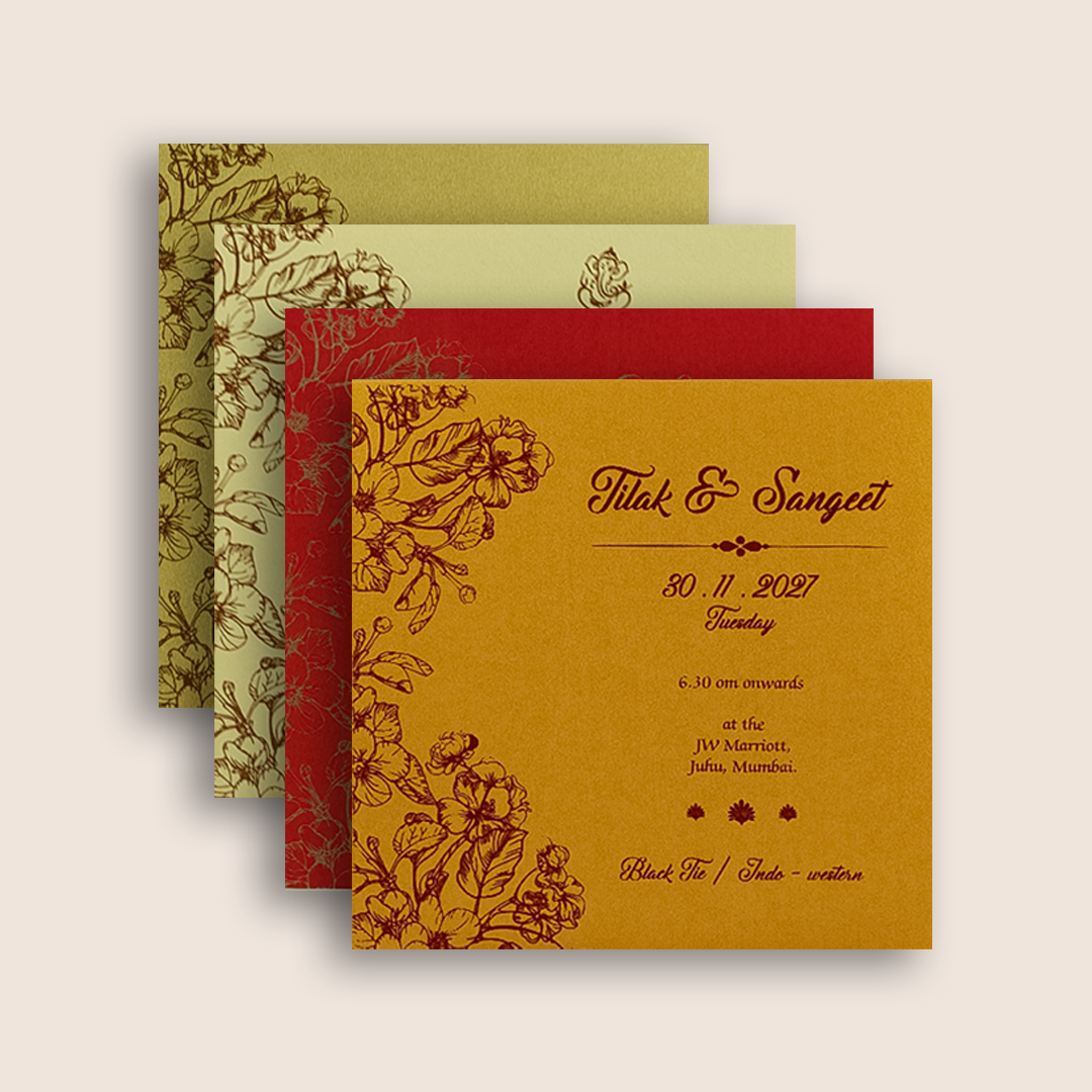 Red Embossed Floral Door Style Wedding Card - KPR06080