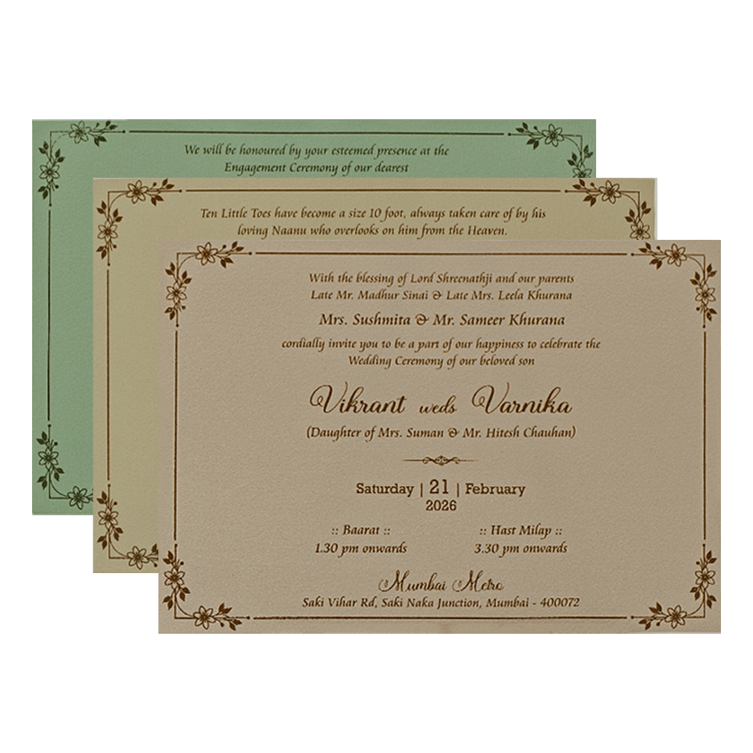 Pink Gold Ornate Floral Wedding Card-KSI64780