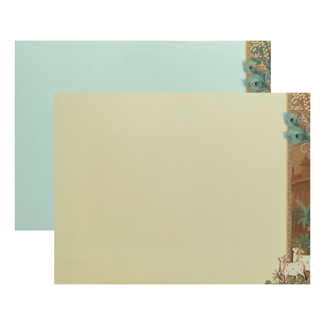 Blue Lord Krishna Peacock Wedding Card-KAK01190