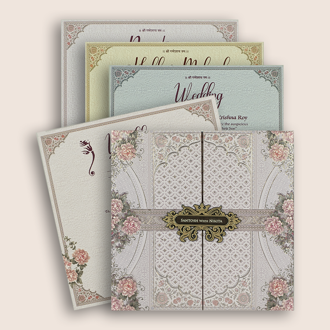 Lavender Floral Door Style Padded Invitation Card - KSH72760
