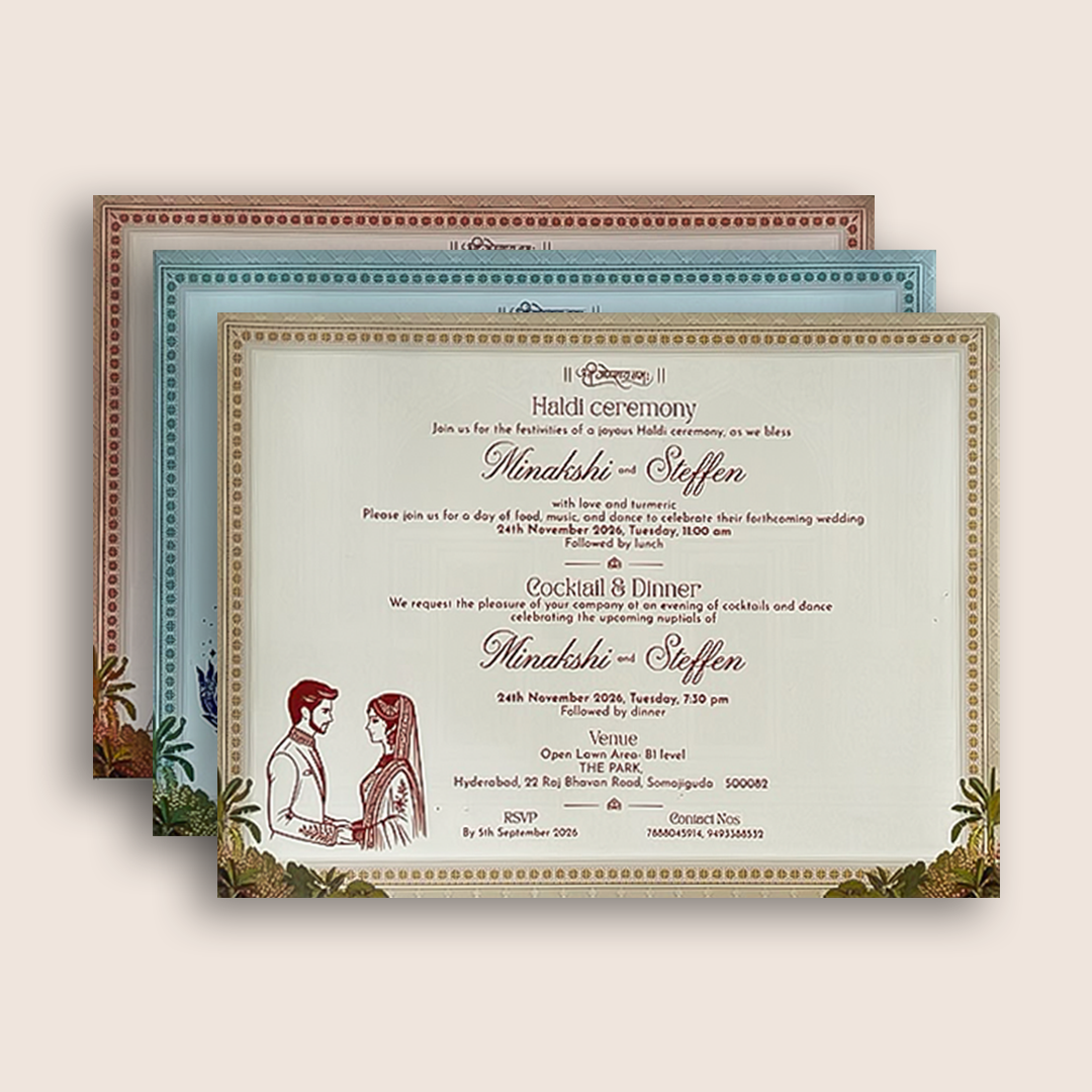 Cream Bride Groom Door Style Wedding Card - KSH72950