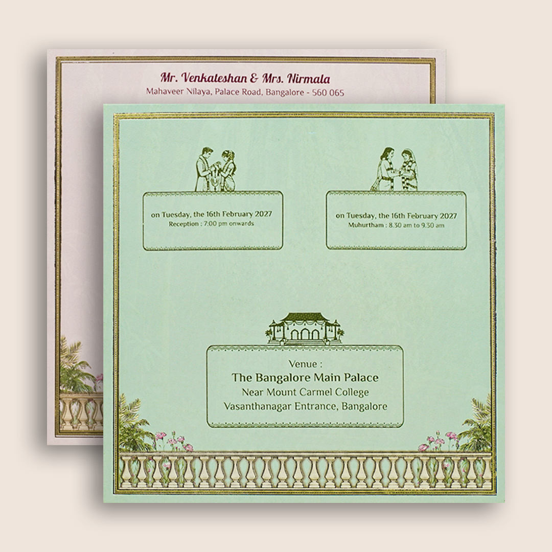 Navy Blue Laser-cut Bride Groom Wedding Card - KNAM4902