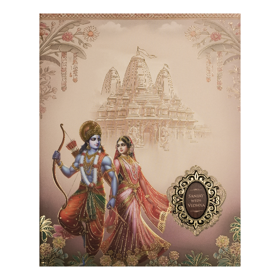 Rama Sita Temple Themed Wedding Card-KSH72320