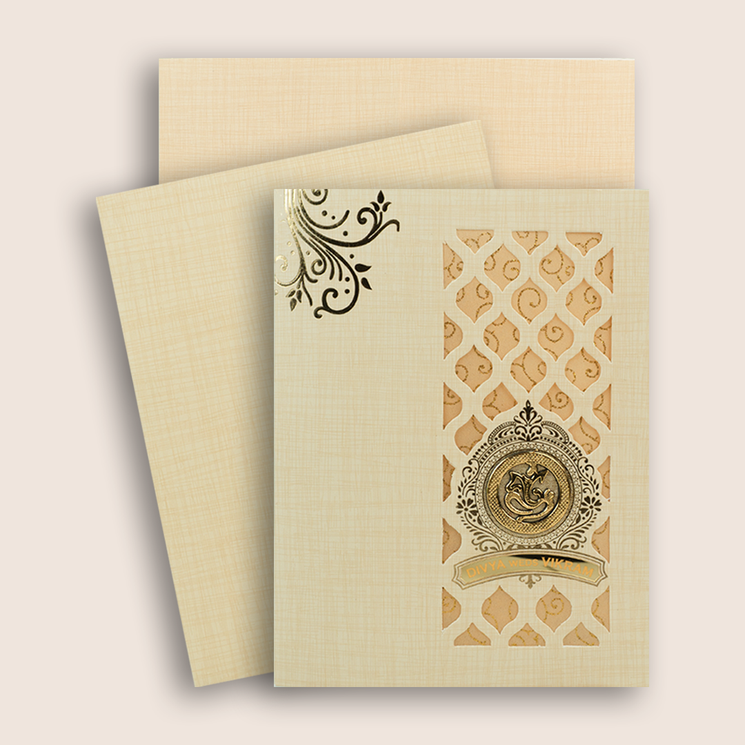 Sandal Laser-Cut Simple Wedding Card - KNK7030S