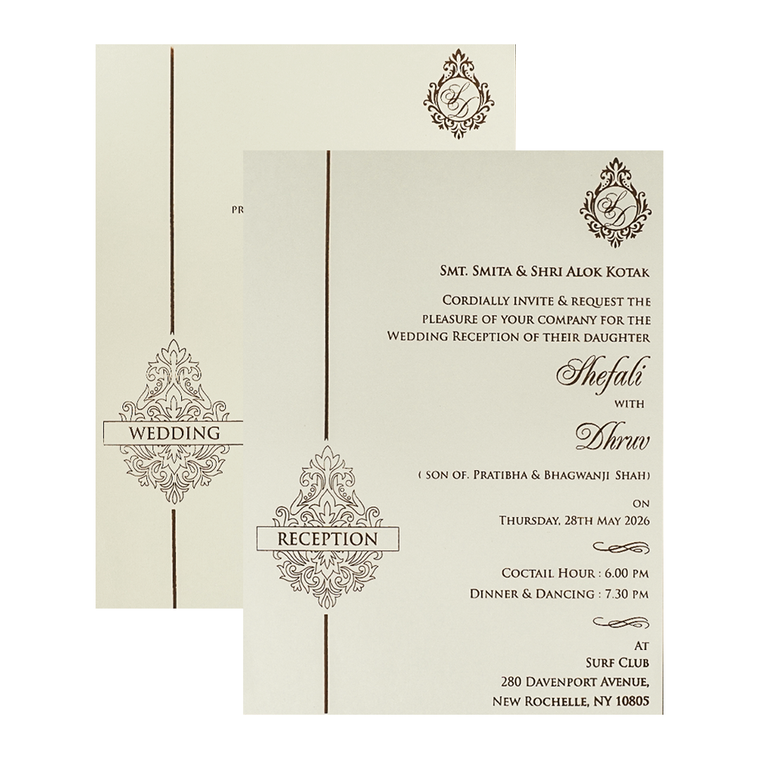 White Floral Arch Padded Wedding card-KRE28130