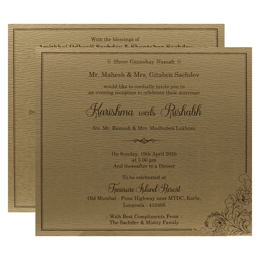 Gold Floral Ornate Wedding Card-KSI64900