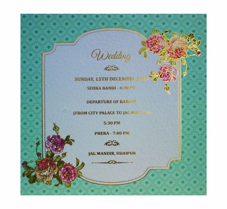 Light Green Ultra Premium Parrot Design Wedding Card -KNKUP012-King of Cards