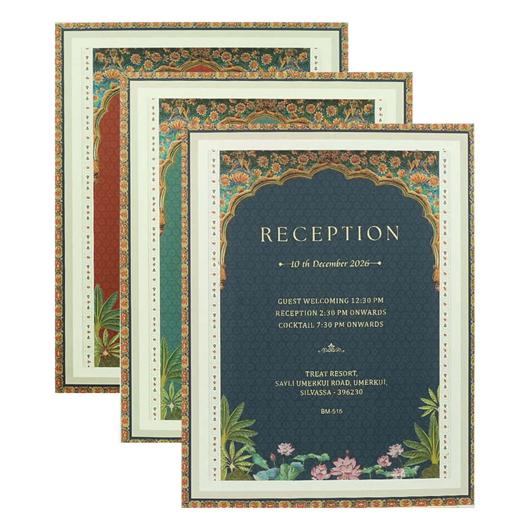 Maroon Radha Krishna Padded Wedding Card - KBM05150