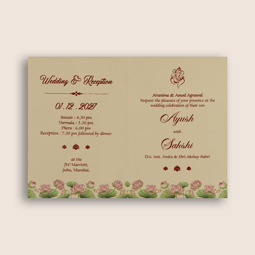 Pink Bride Groom Wedding Invitation Card - KPR07330