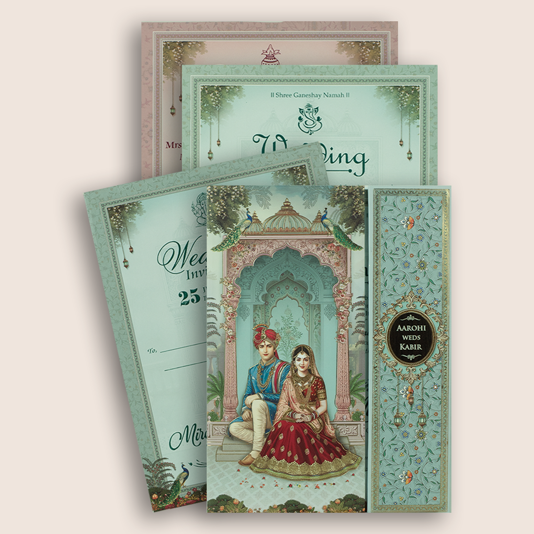 Blue Bride Groom Door Style Padded Marriage Card - KSH18520