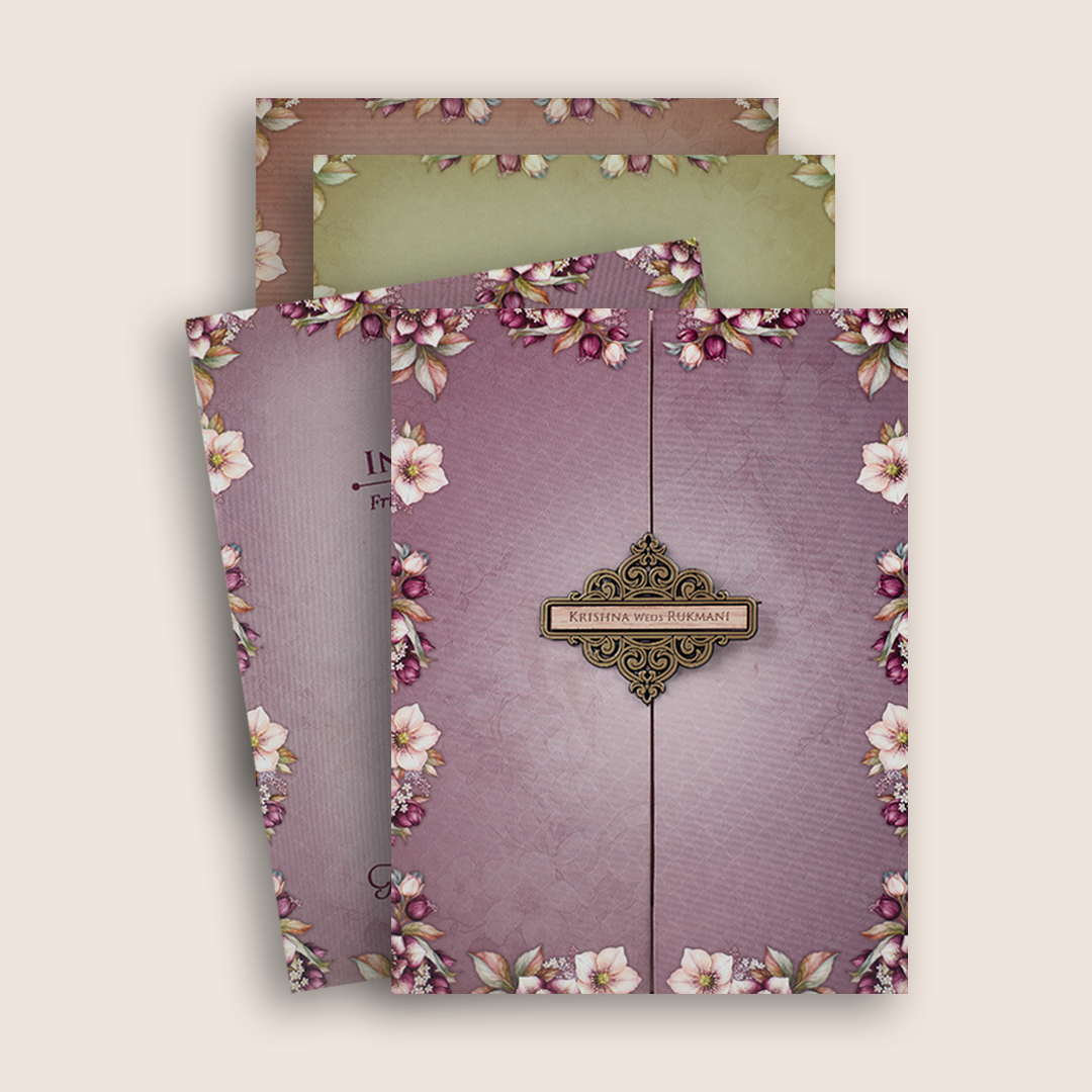 Pastel Pink Floral Door Style Invitation Card - KJTS1951