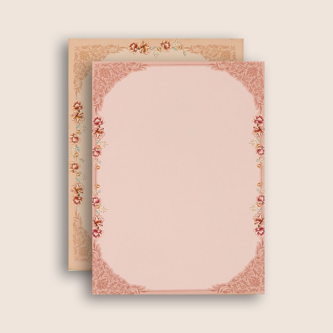 Peach Padded Floral Wedding Card - KAA05520
