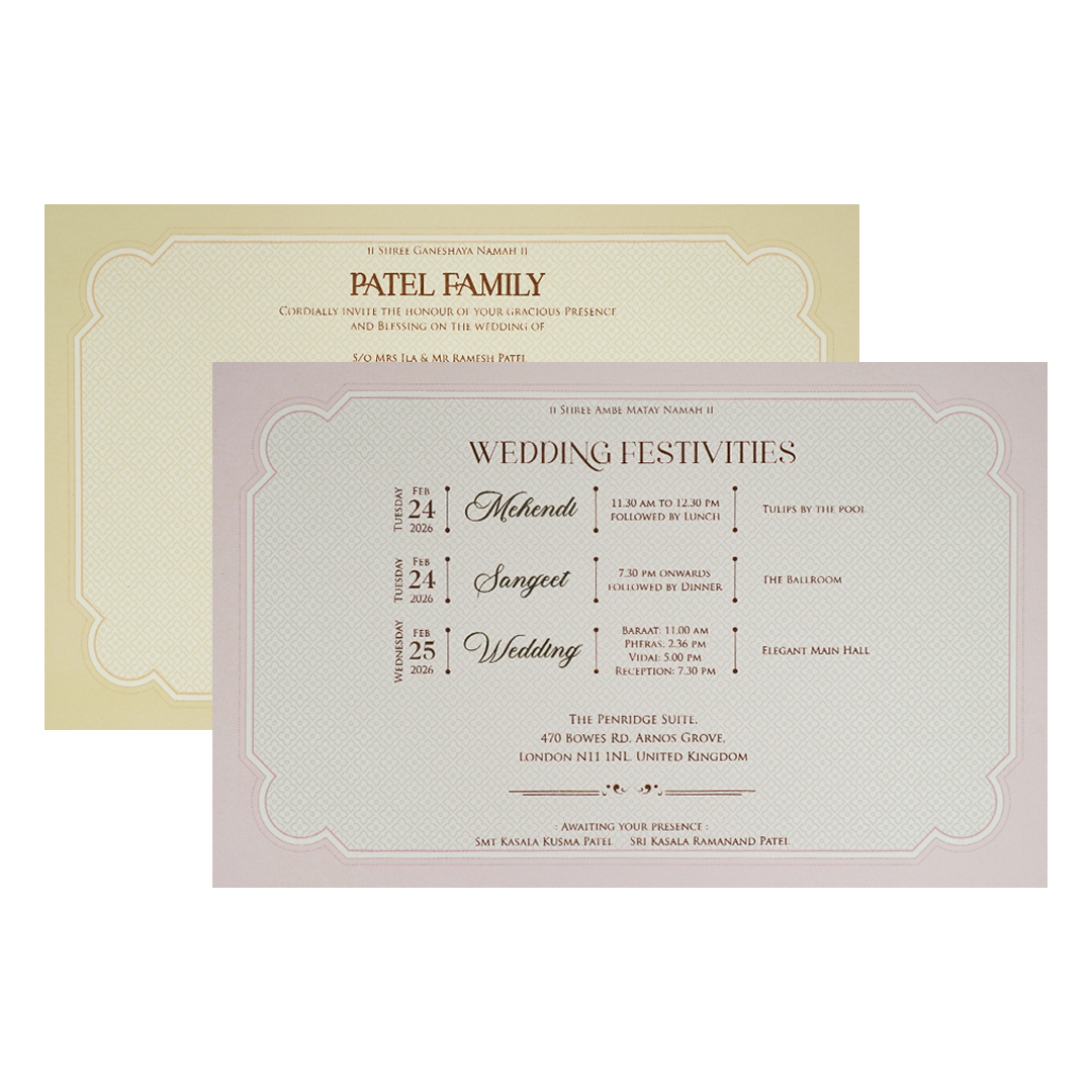 White Gold Floral Barat Padded Wedding Card-KRE28080