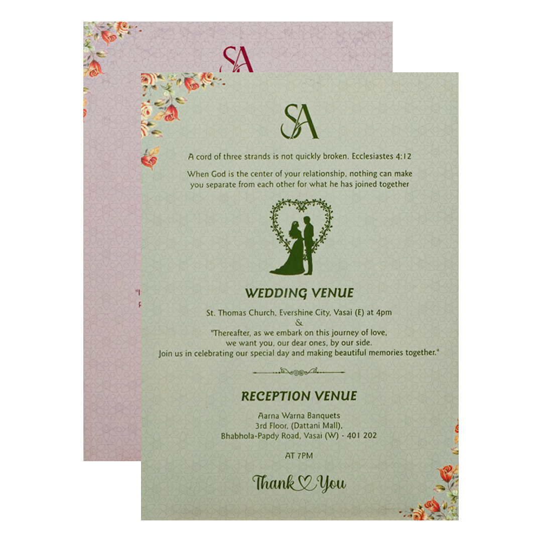 Ivory Floral Padded Wedding Card-KVN07230