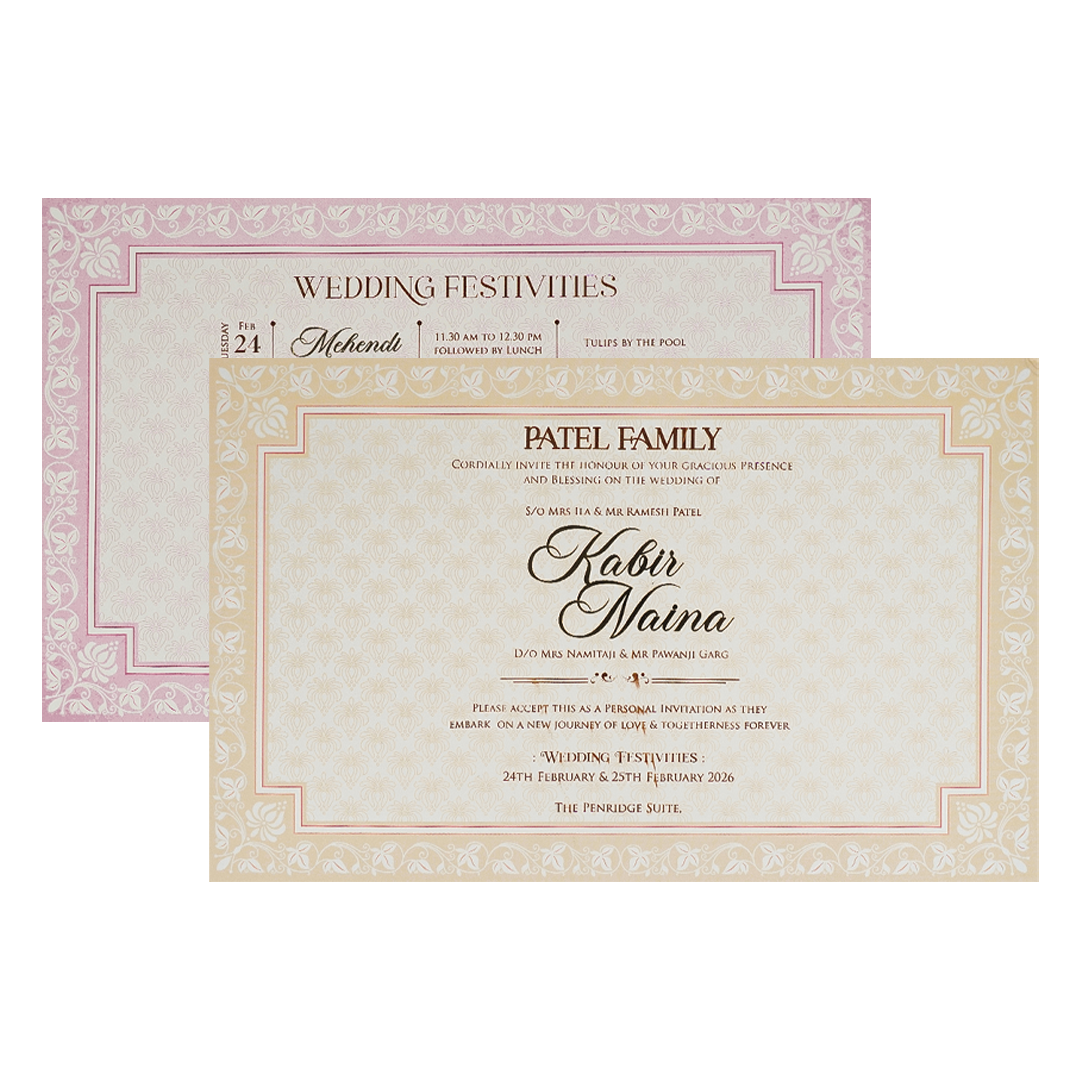 Buy White Gold Barat Padded Wedding Card