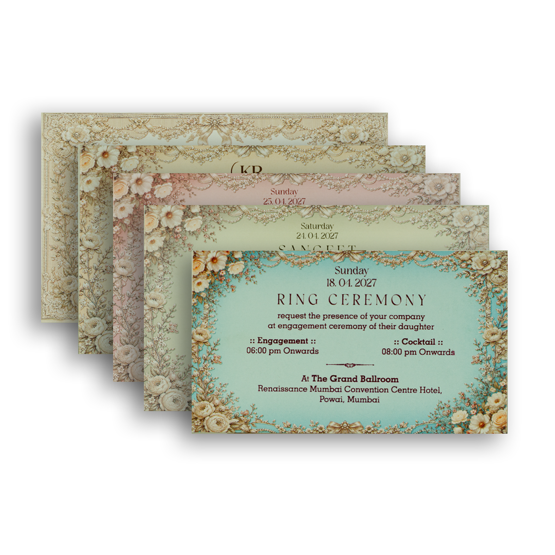 White Embossed Floral Frame Luxury Invitation Box - KSI33250