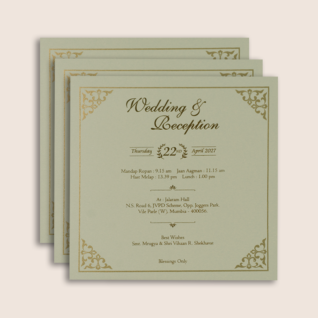 Grey Embossed Floral Peacock Padded Wedding Card - KPR025150