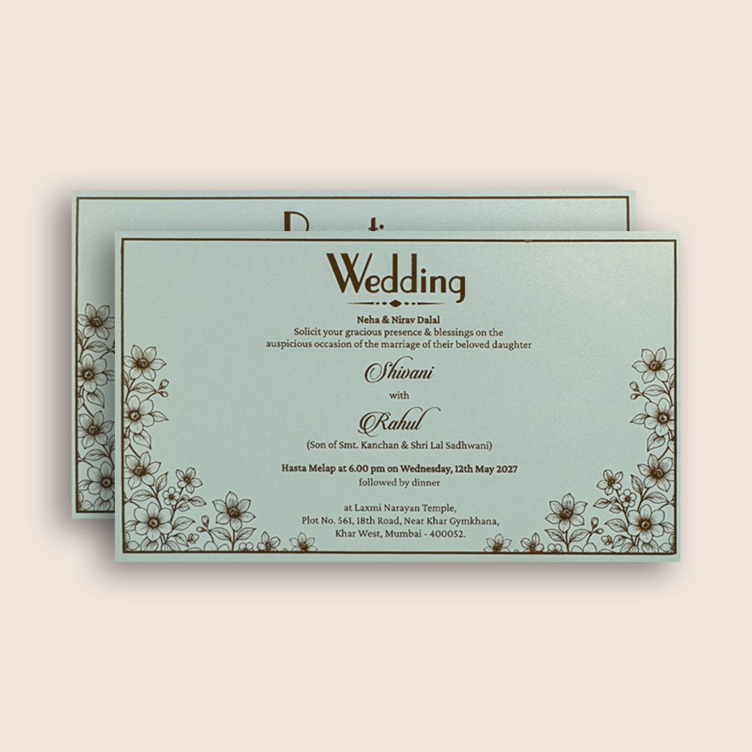 Light Grey Embossed Floral Invitation Card - KPR07570