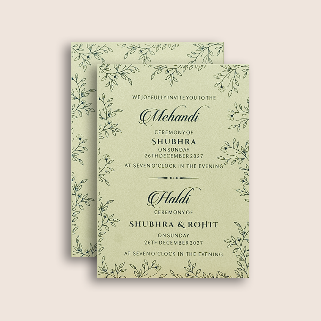 Blue Floral Door Style Wedding Invitation - KJP25190