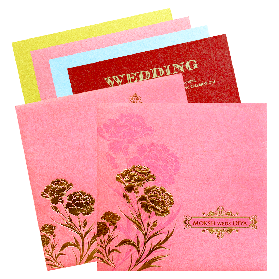 Pink Gold Floral Wedding Card-KPR06130