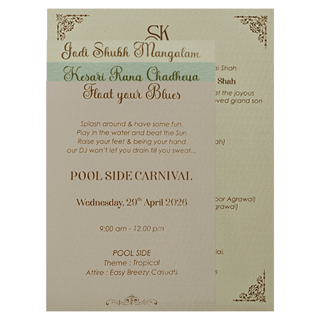 Grey Gold Frame Wedding Card-KSI64940