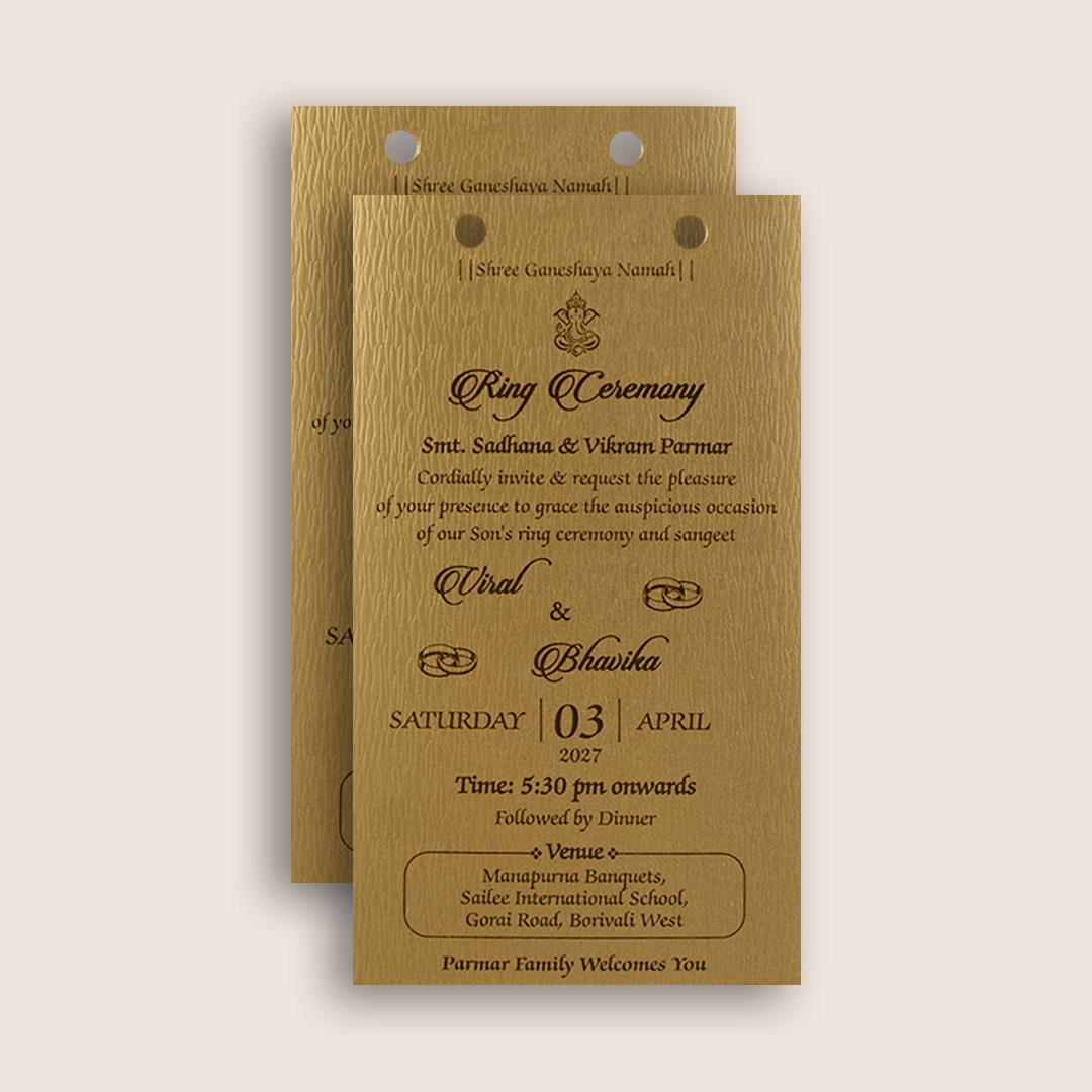 Brown Floral MDF Laser Cut Wedding Card - KMARA340