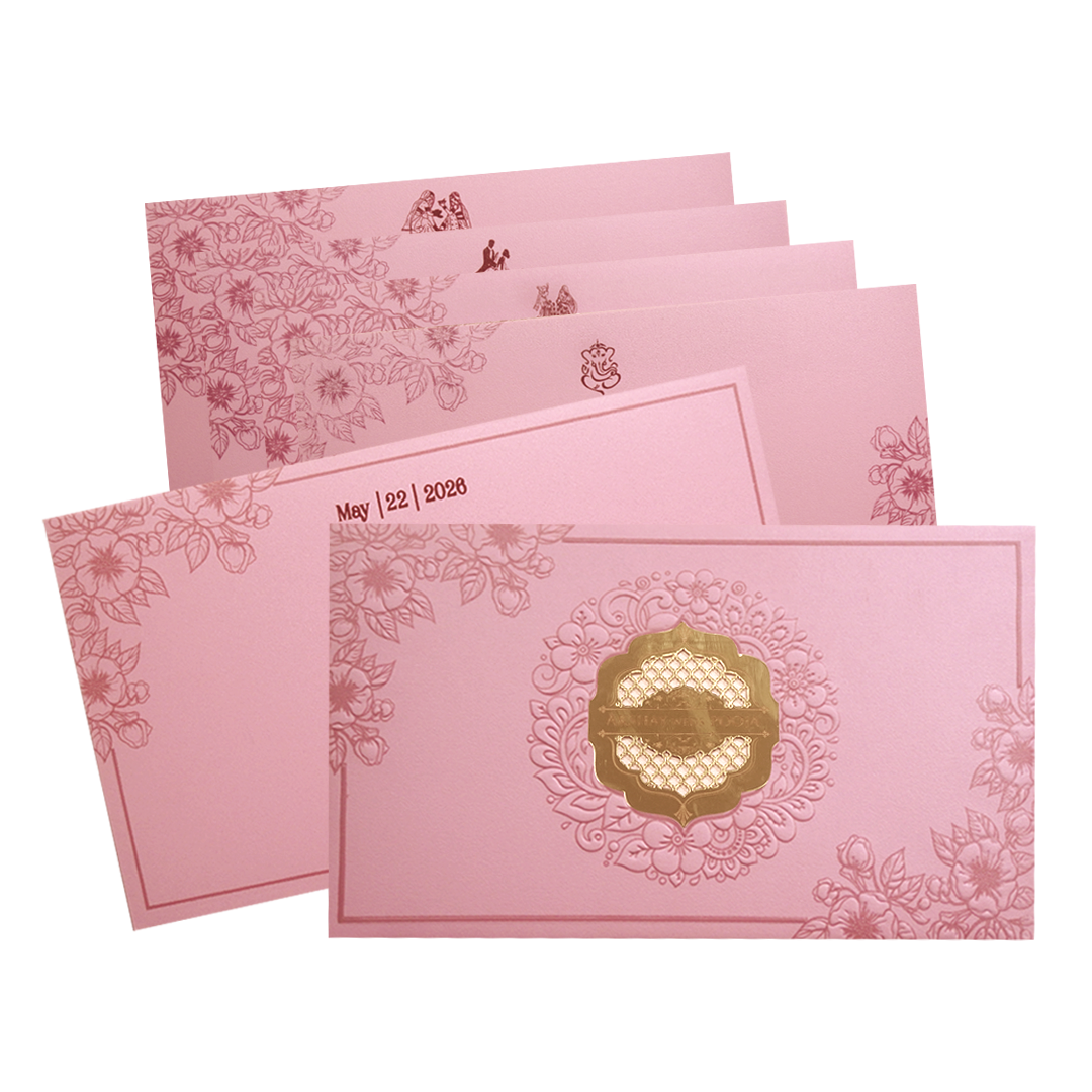 Light Pink Floral Mandala Wedding Invitation Card-King of Cards