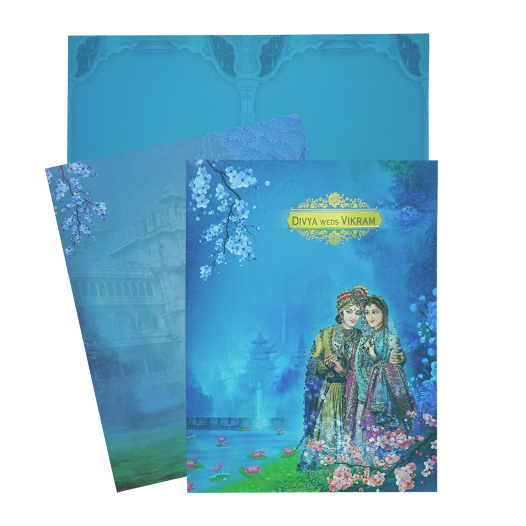 Blue Classic Maharaja And Maharani Offset Print-King of Cards