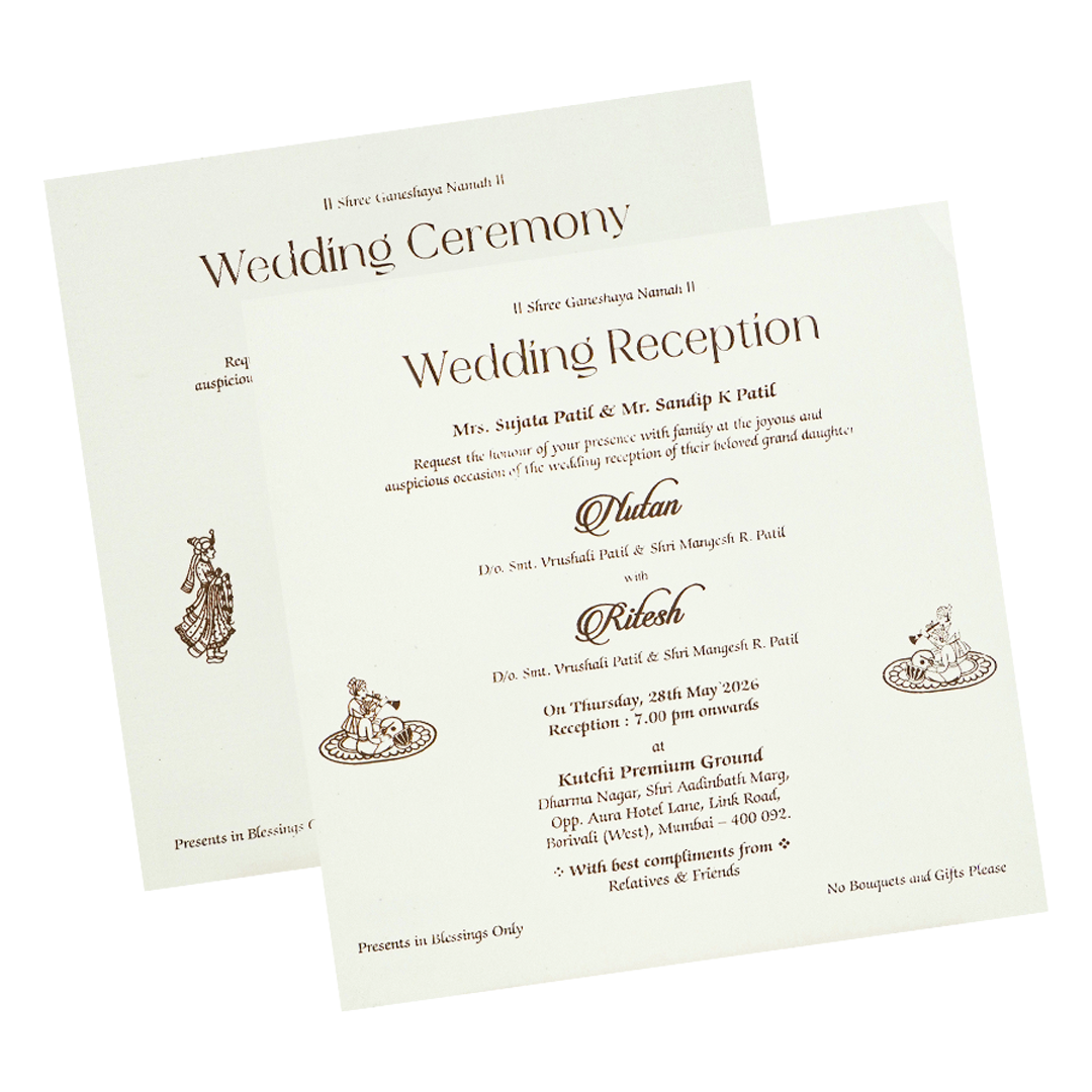 White Floral Embossed Padded Wedding Card-KRE22310