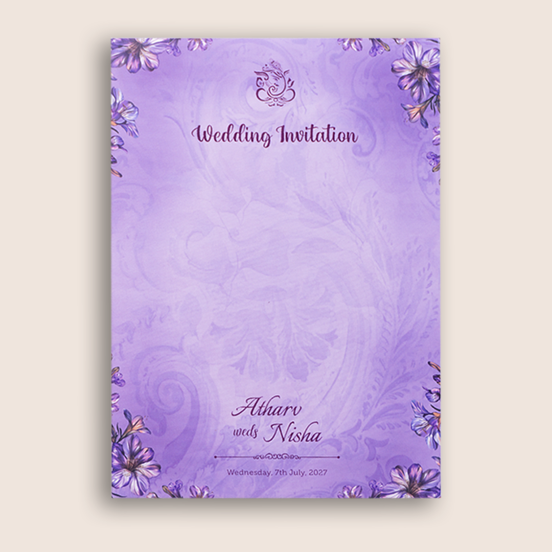 Lavender Floral Door Style Wedding Invitation - KVN07800